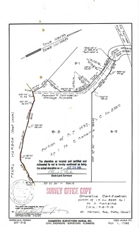 Certified shoreline map of a portion of the former Loko iʻa Paʻakea (1986)